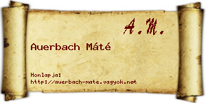 Auerbach Máté névjegykártya