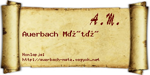 Auerbach Máté névjegykártya